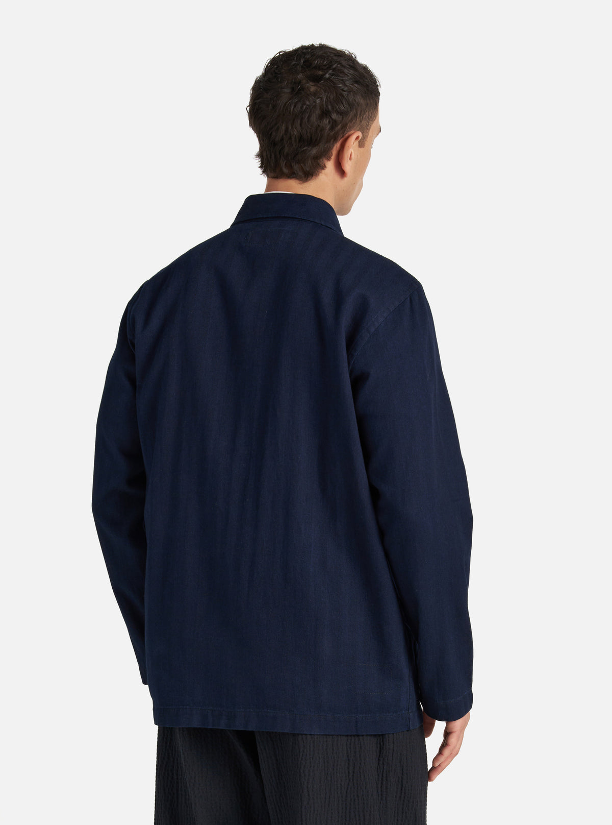 Indigo Herringbone Denim Bakers Overshirt