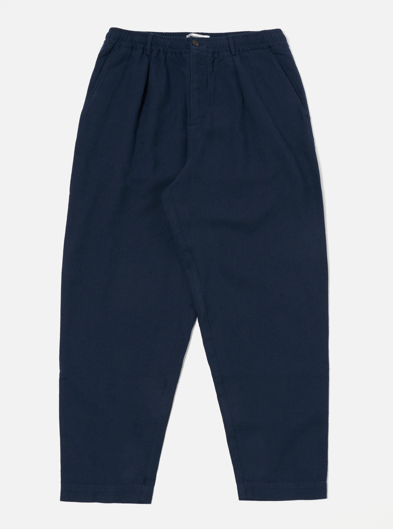 Navy Lord Cotton Linen Pleated Track Pant