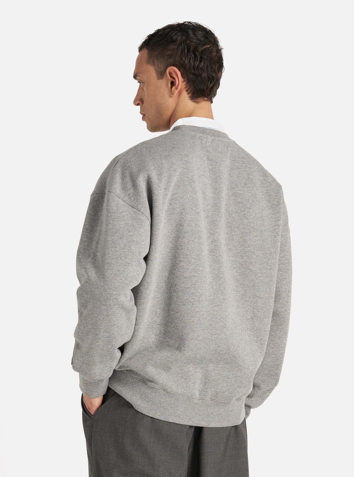 Grey Marl Recycled Cotton Blend Jersey Embroidered Loose Sweatshirt