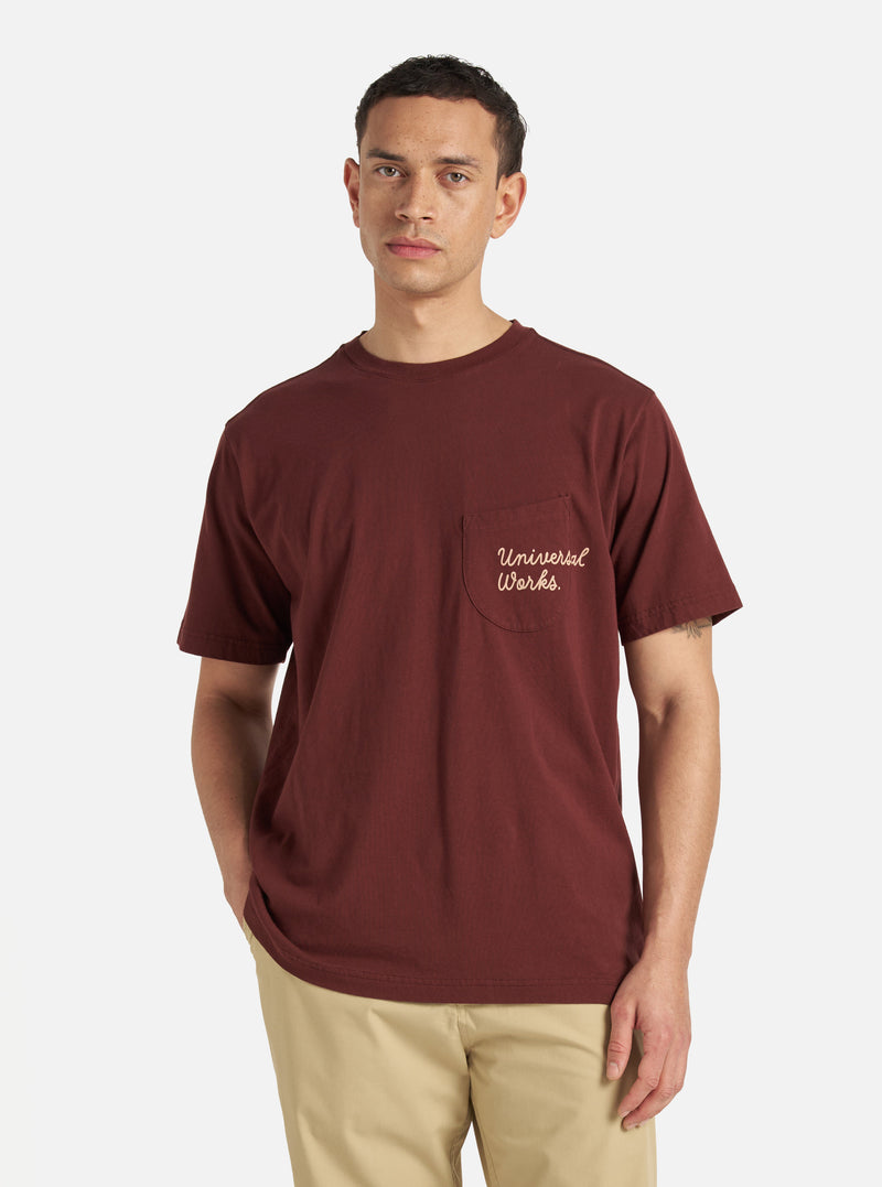 Rich Brown Organic Jersey Print Pocket Tee