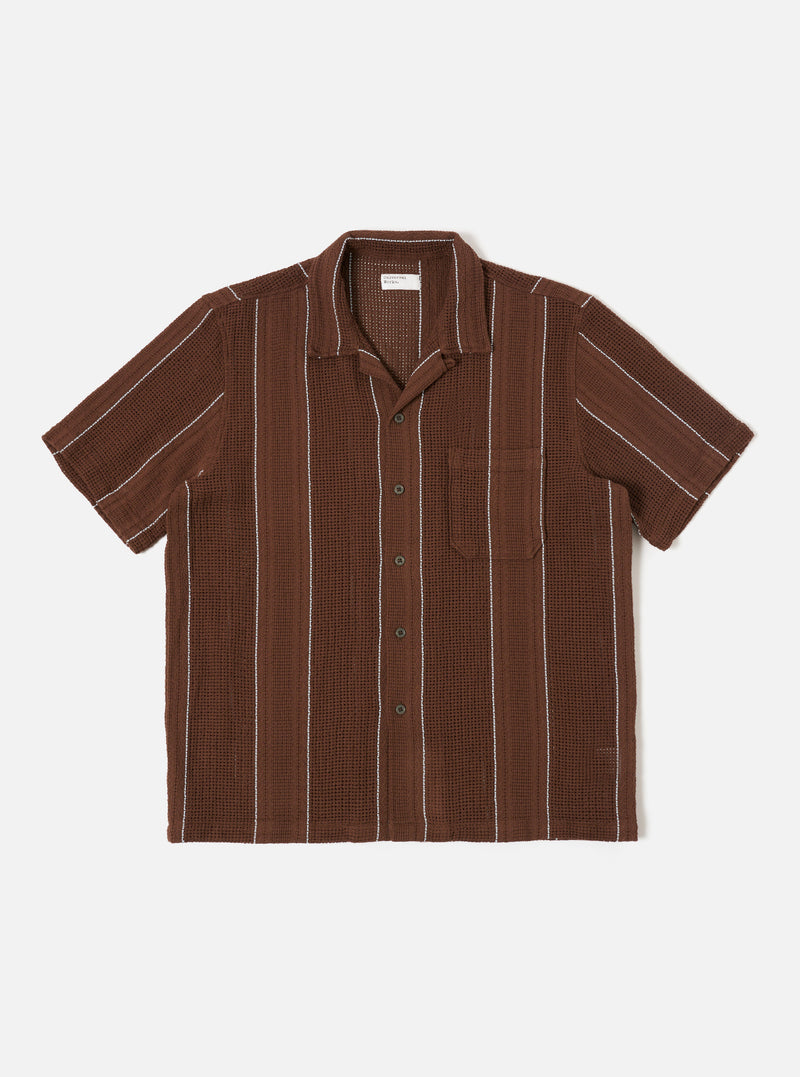 Brown Reef Stripe Cotton Road Shirt