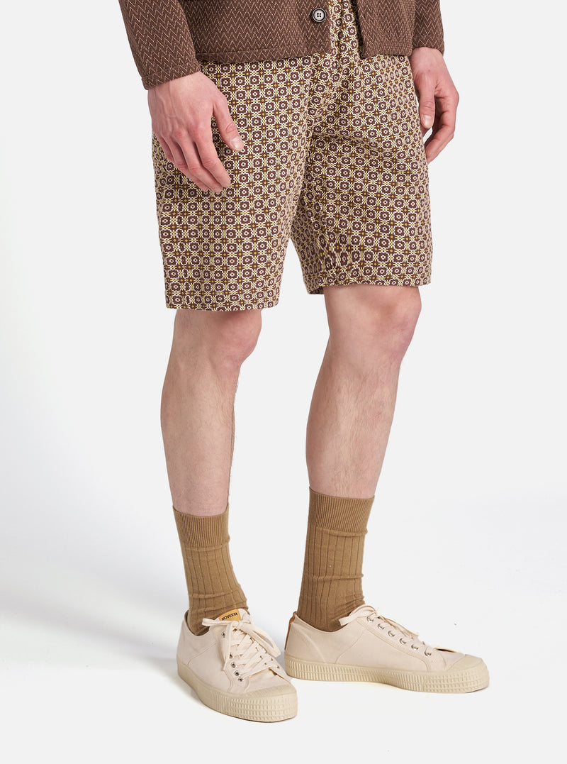 Brown Tile 1 Cotton Simple Short