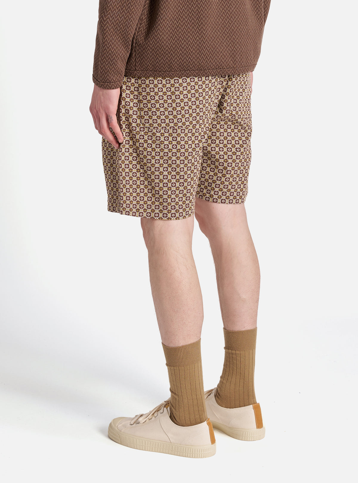 Brown Tile 1 Cotton Simple Short