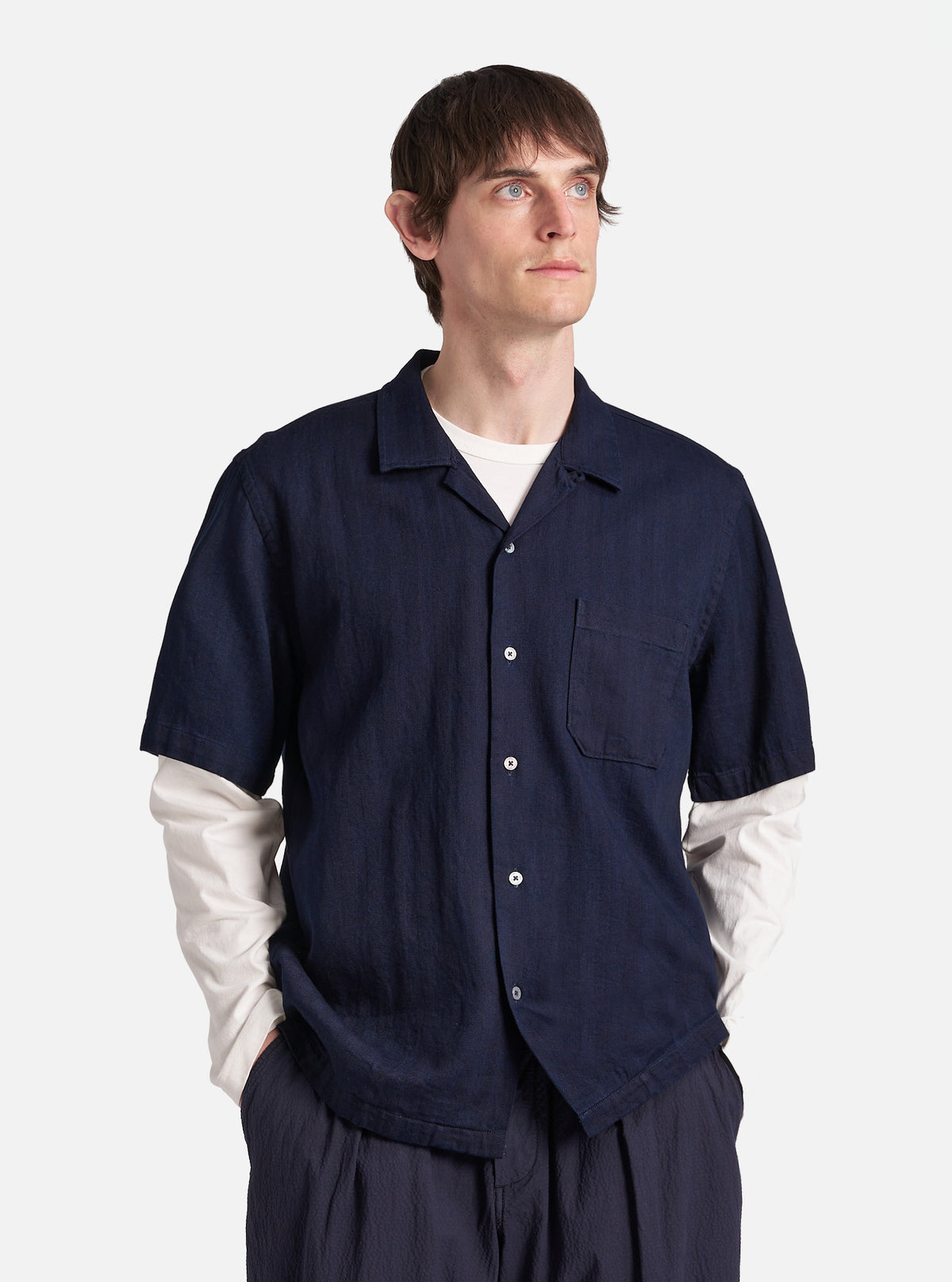 Indigo Herringbone Denim Road Shirt