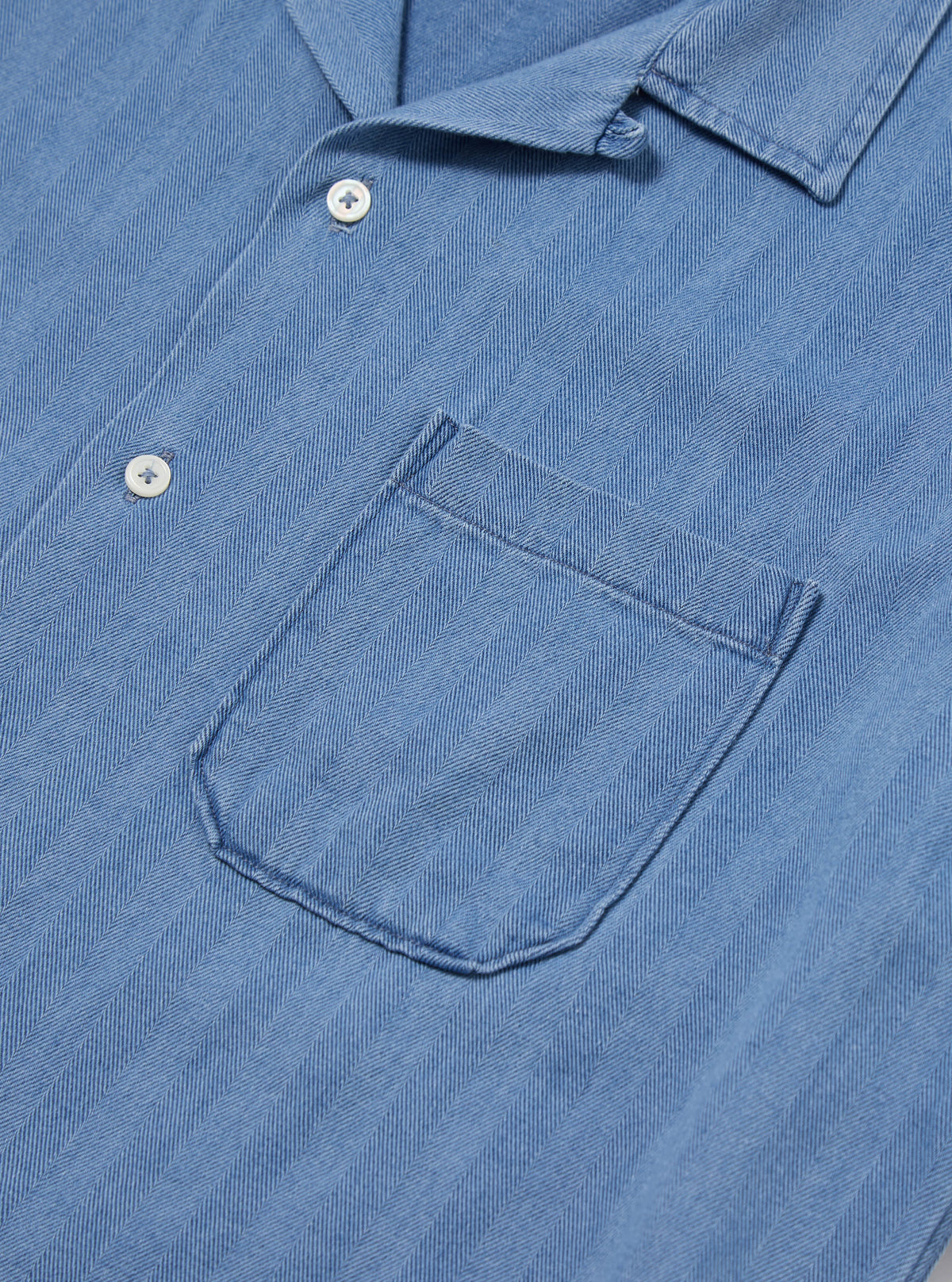 Washed Indigo Herringbone Denim Road Shirt