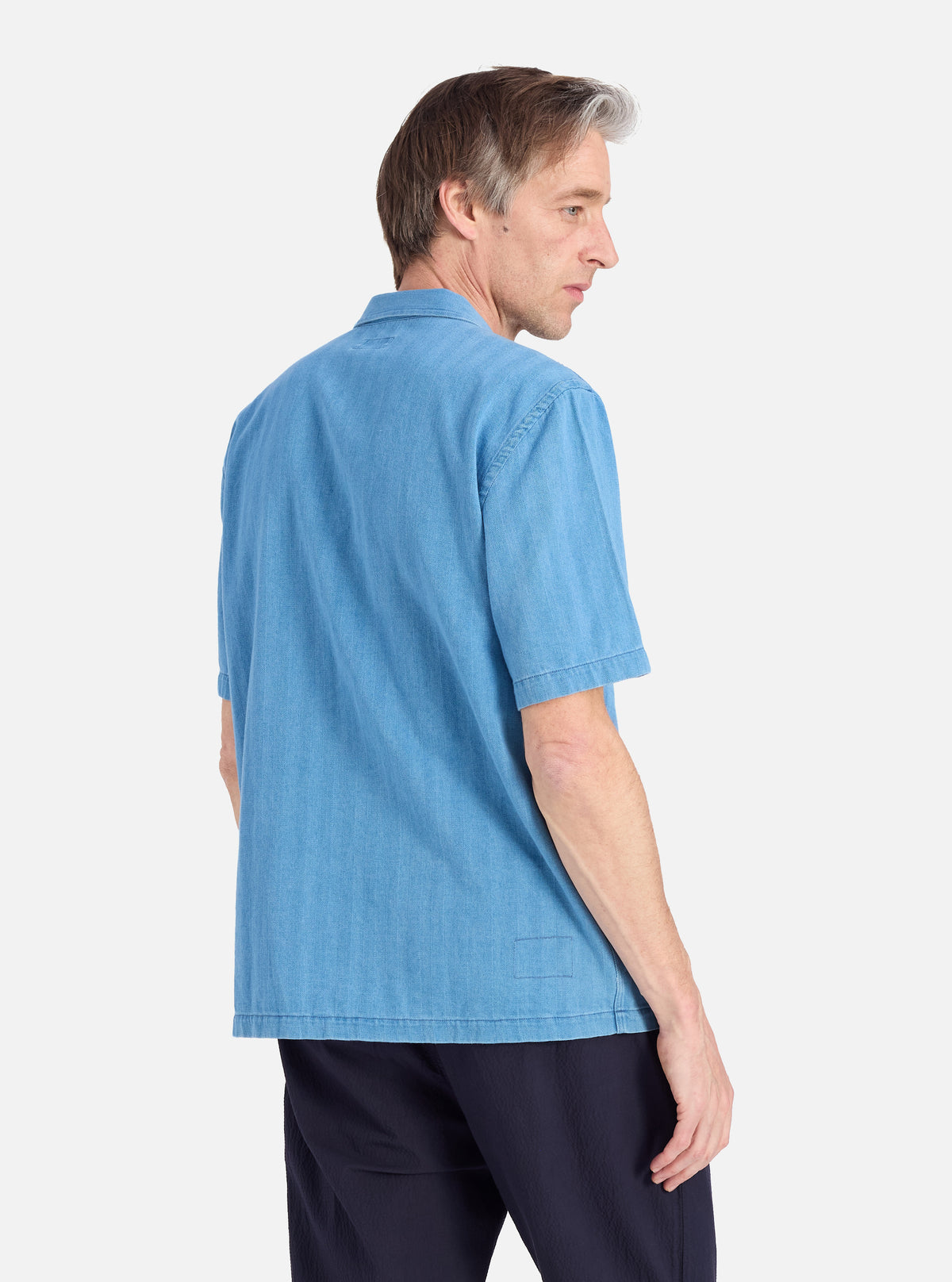 Washed Indigo Herringbone Denim Road Shirt
