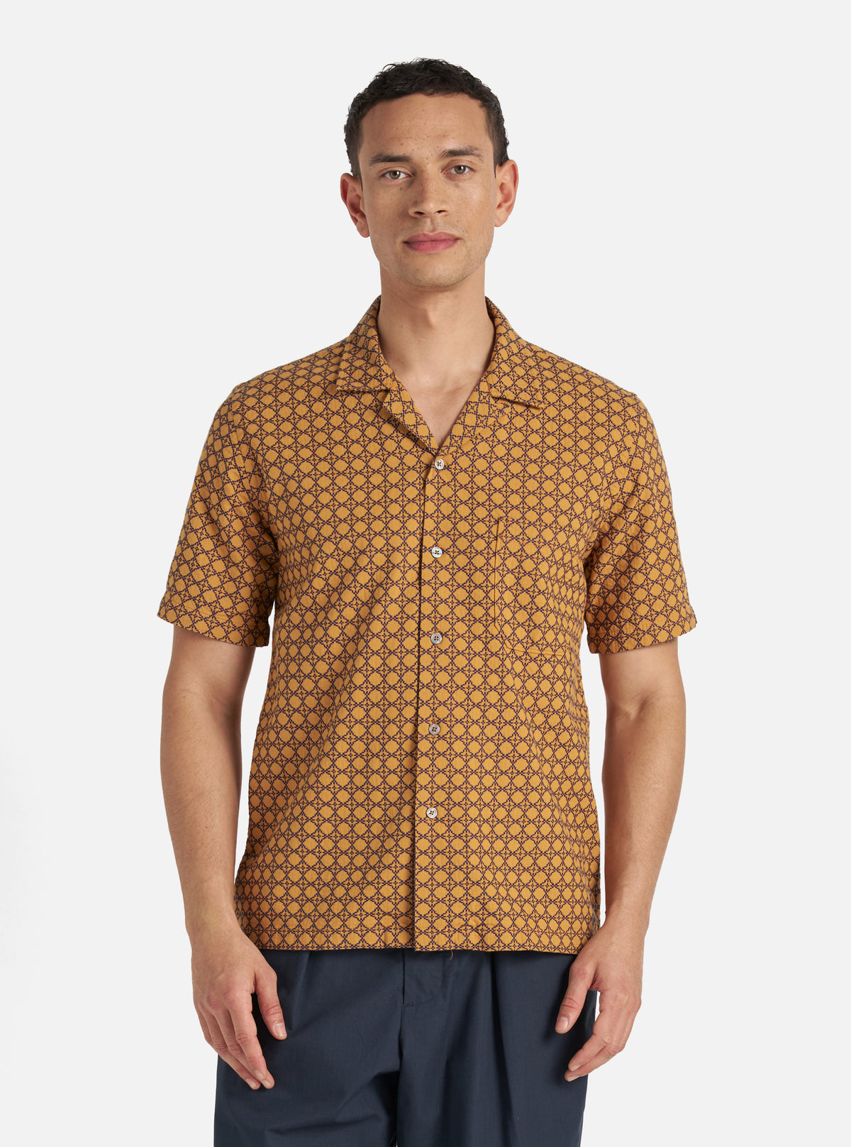 Gold/Navy Rhodes Cotton Road Shirt