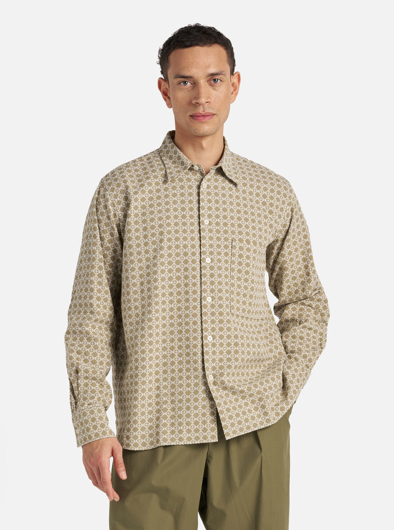 Sand/White Rhodes Cotton Square Pocket Shirt