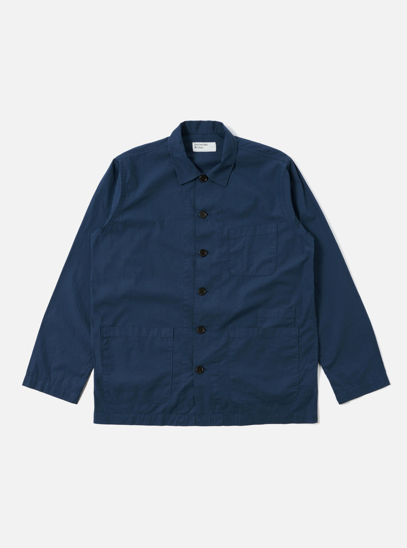Navy Organic Fine Poplin Bakers Overshirt