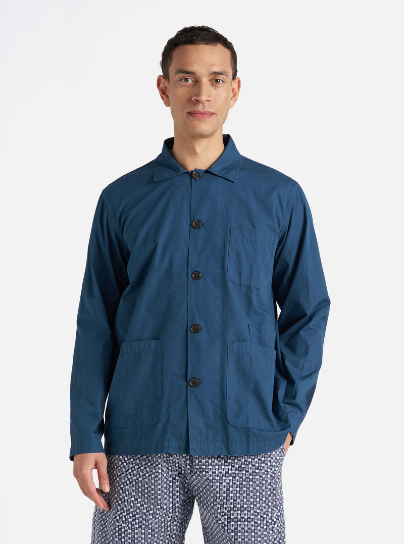 Navy Organic Fine Poplin Bakers Overshirt