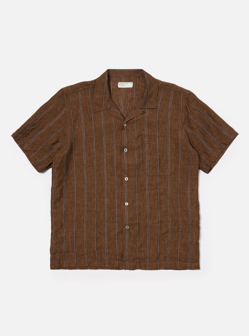 Brown Stripe Linen Road Shirt