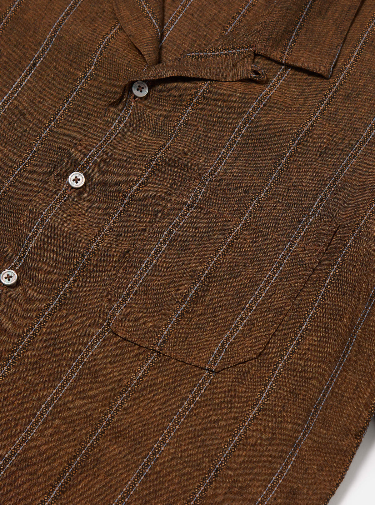 Brown Stripe Linen Road Shirt