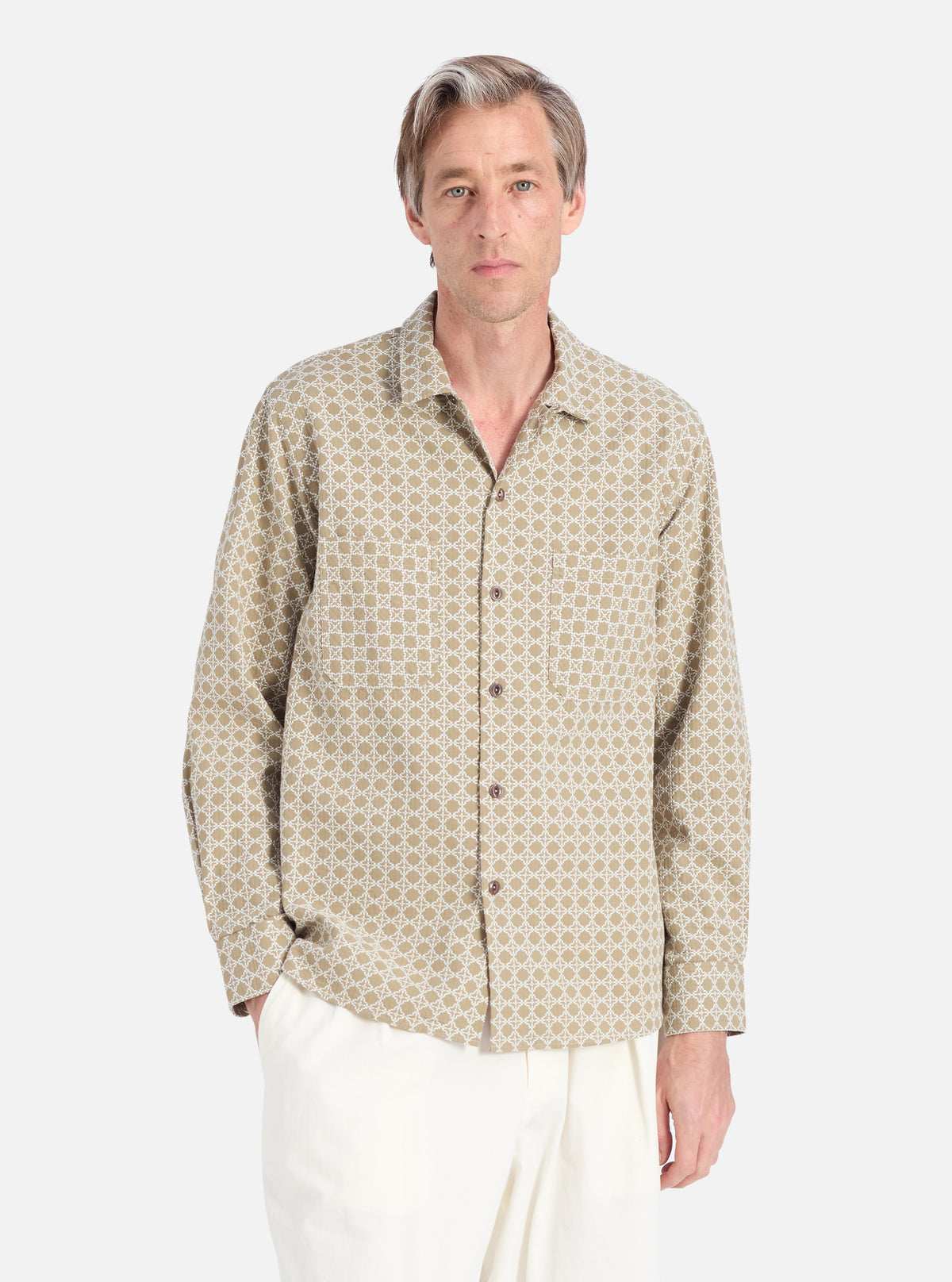 Sand/White Rhodes Cotton Work Shirt