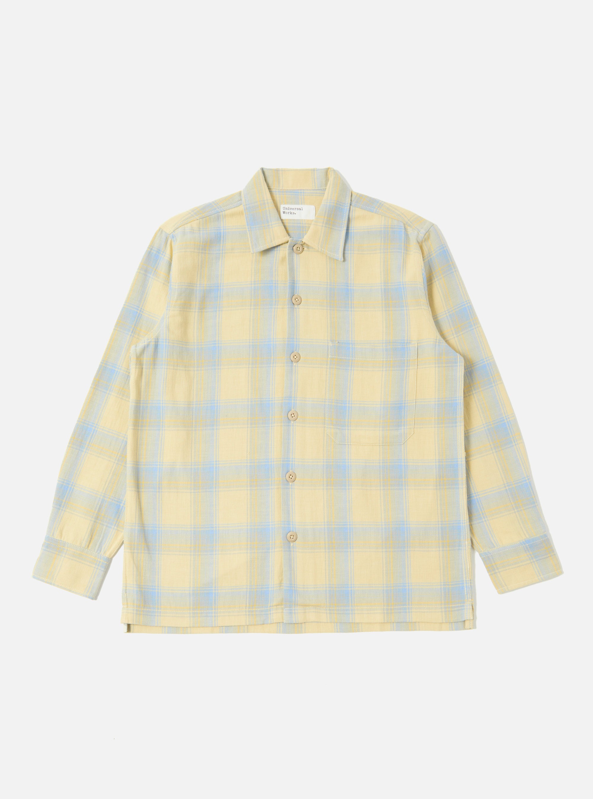 Yellow/Blue Cotton Plaid Fatigue Shirt