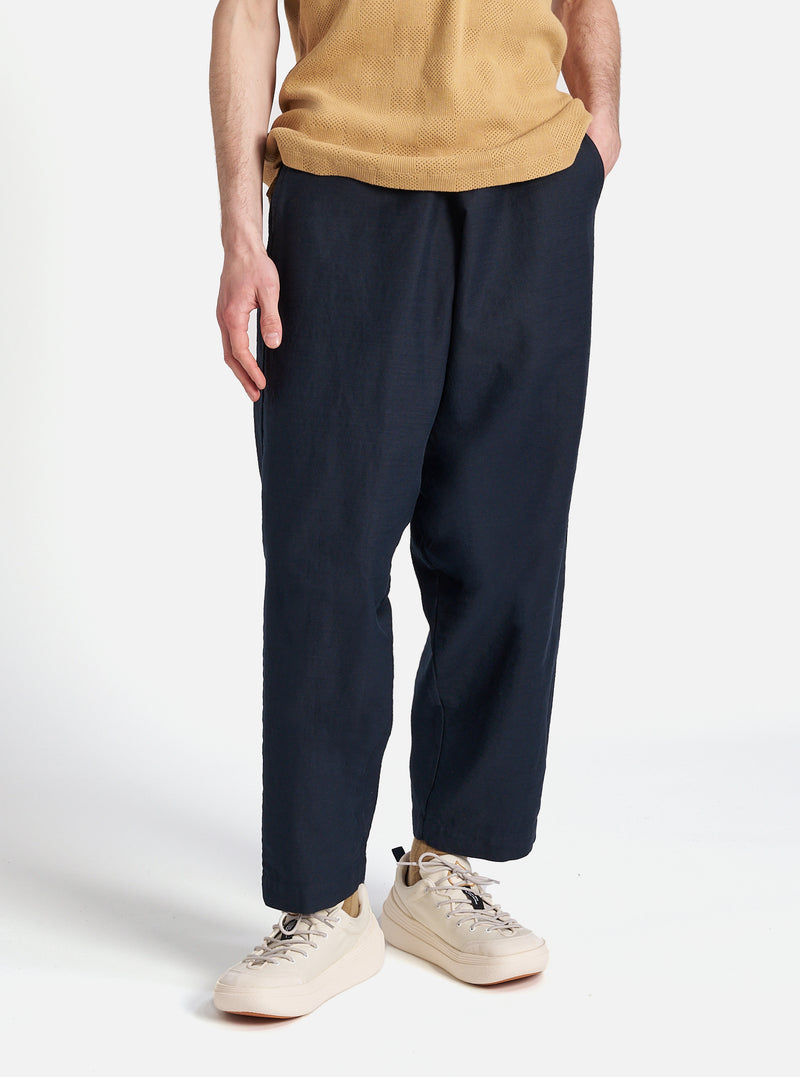 Navy Slub Sateen Braga Pant