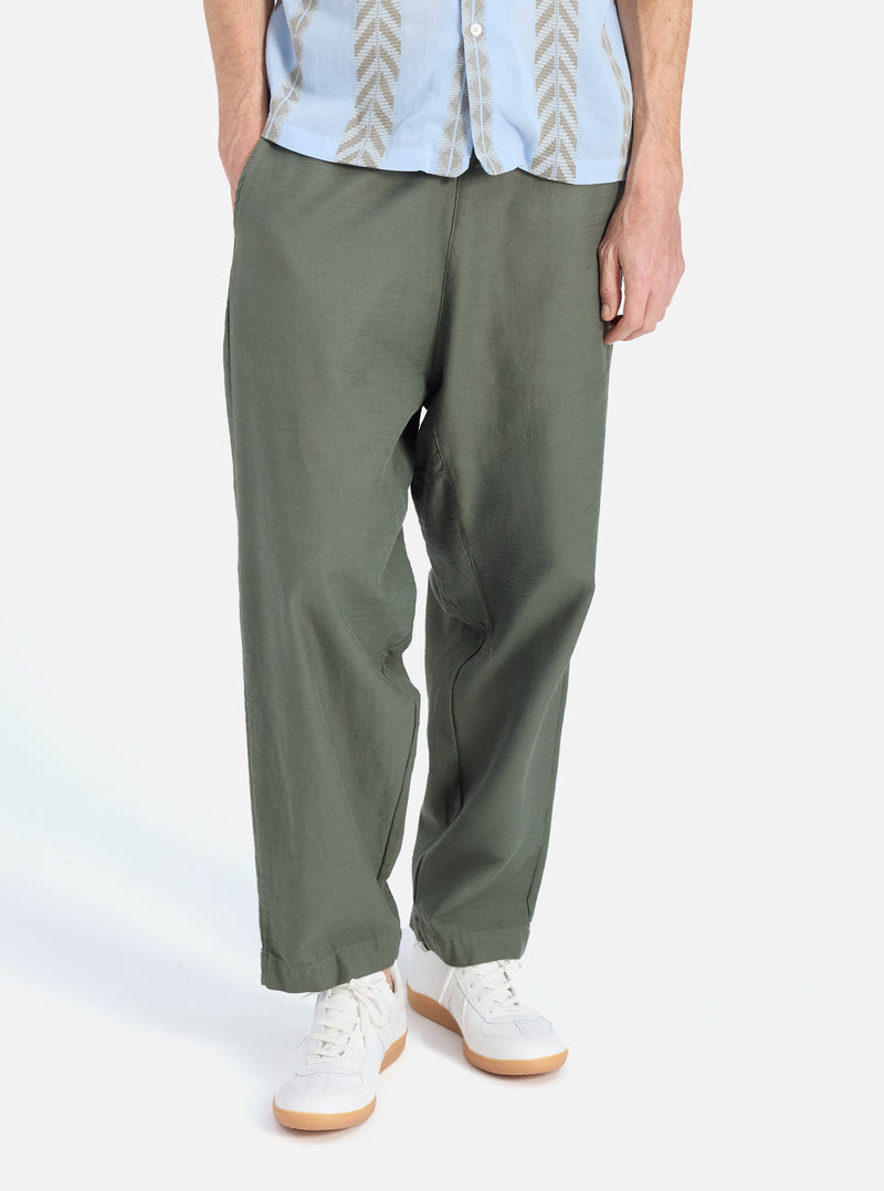 Olive Slub Sateen Braga Pant