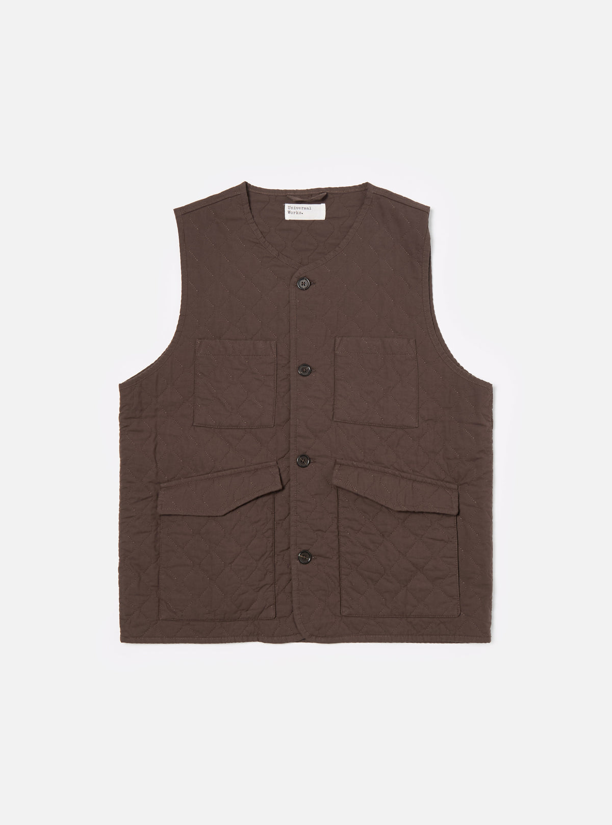Brown Quilt Cotton 4 Pocket Gilet