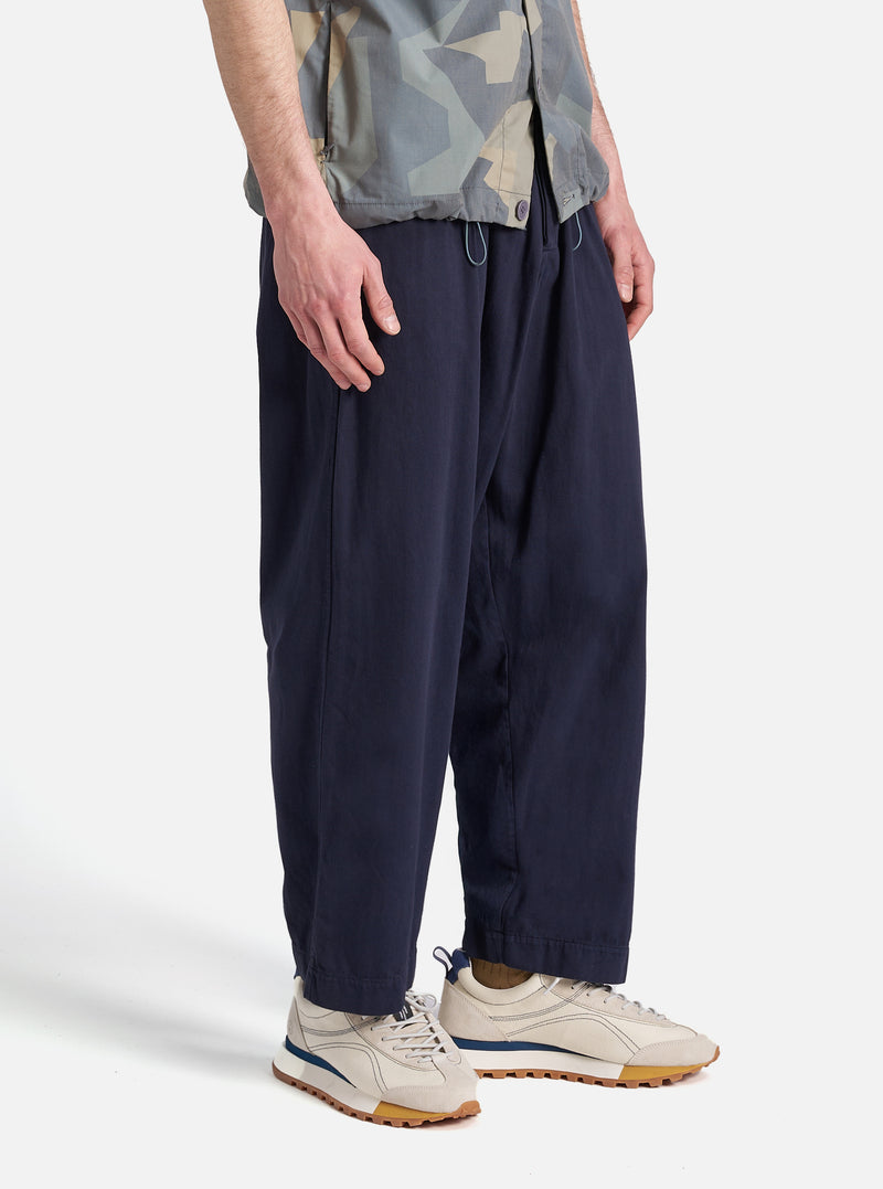 Dark Navy Herringbone Cotton Oxford Pant