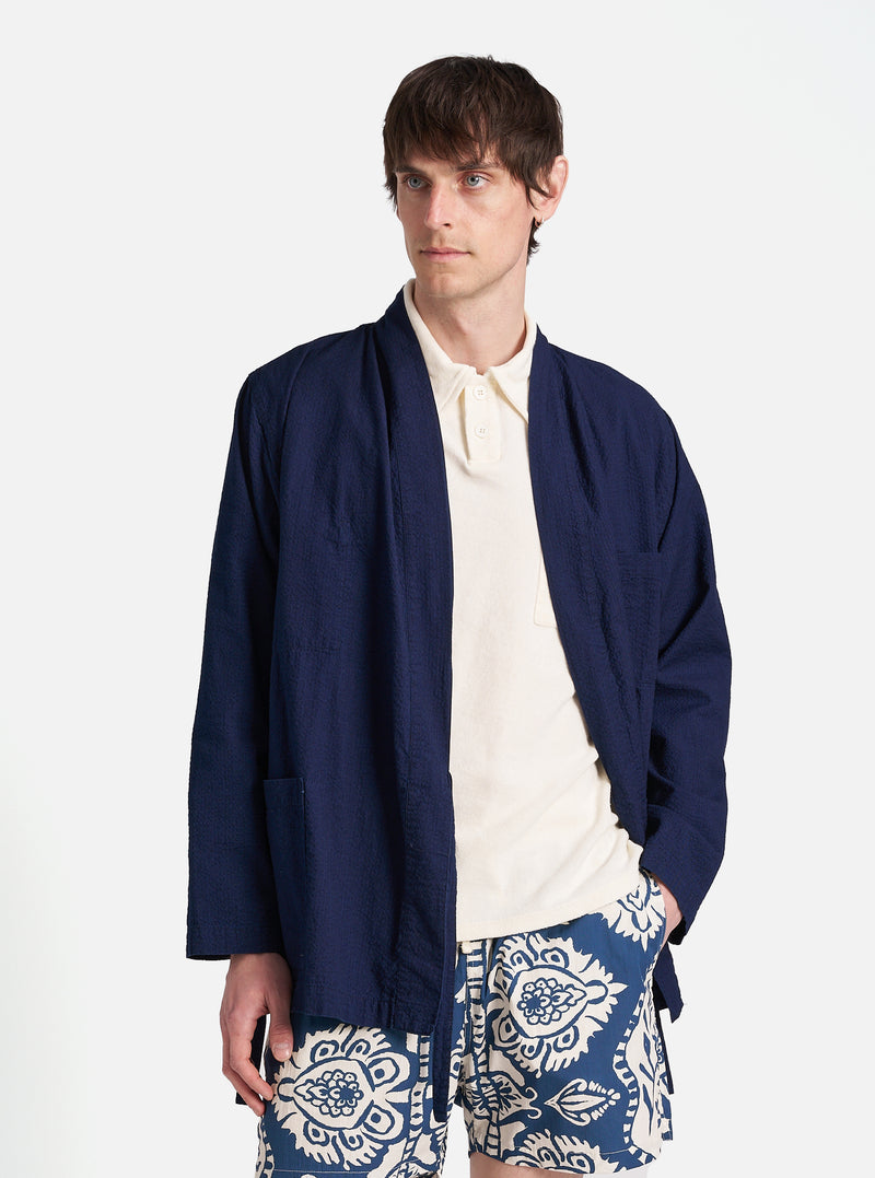 Washed Indigo Seersucker Kyoto Work Jacket