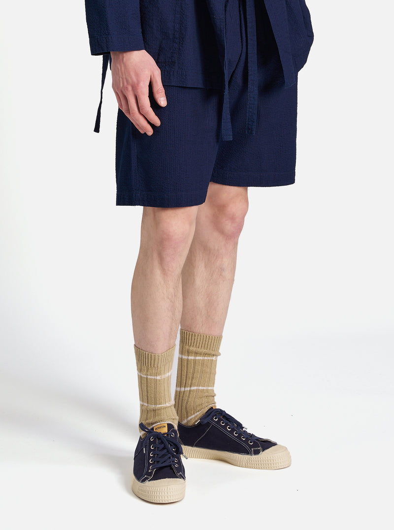 Washed Indigo Seersucker Simple Short