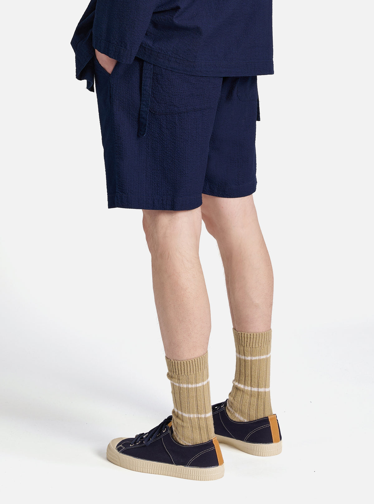 Washed Indigo Seersucker Simple Short
