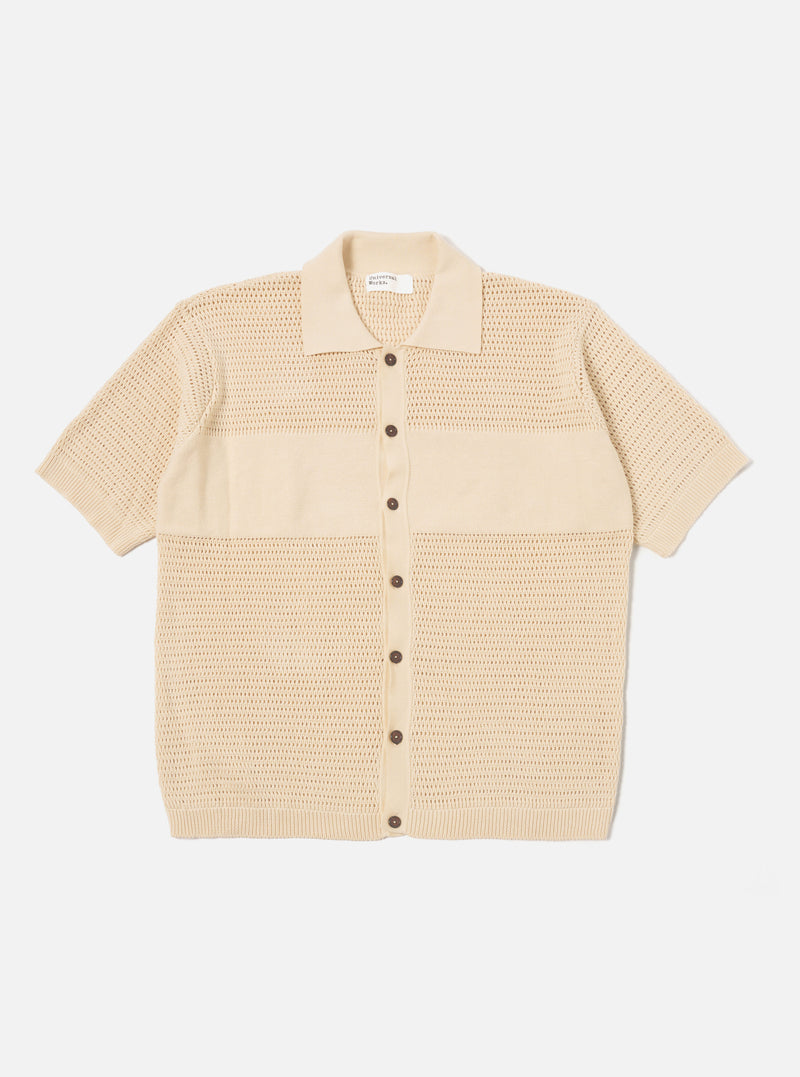 Ecru Open Knit S/S Knit Shirt