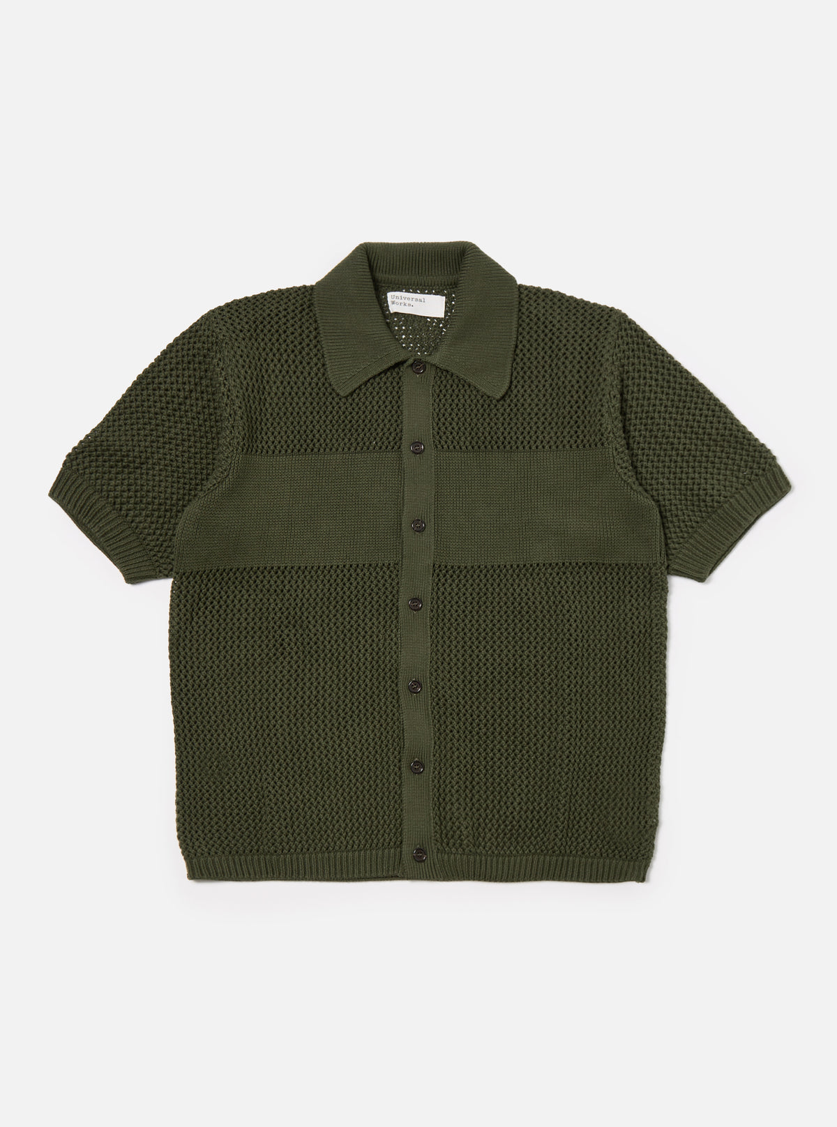 Olive Open Knit S/S Knit Shirt