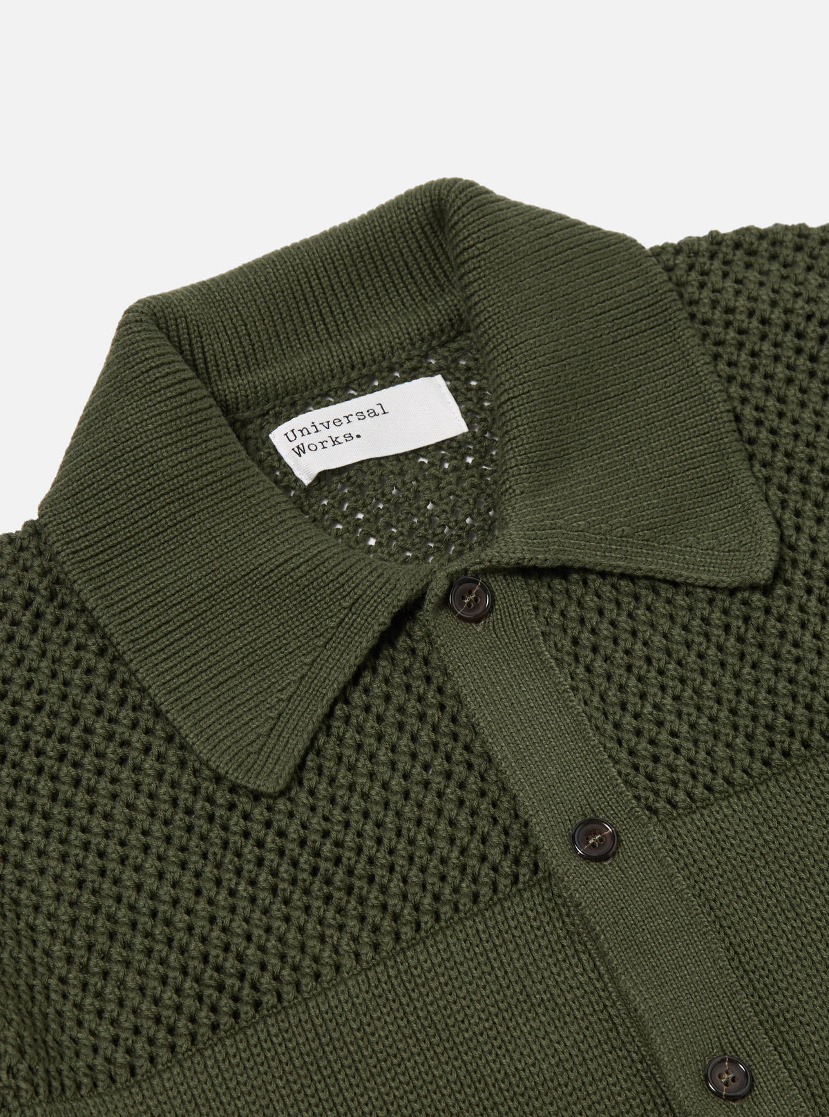 Olive Open Knit S/S Knit Shirt