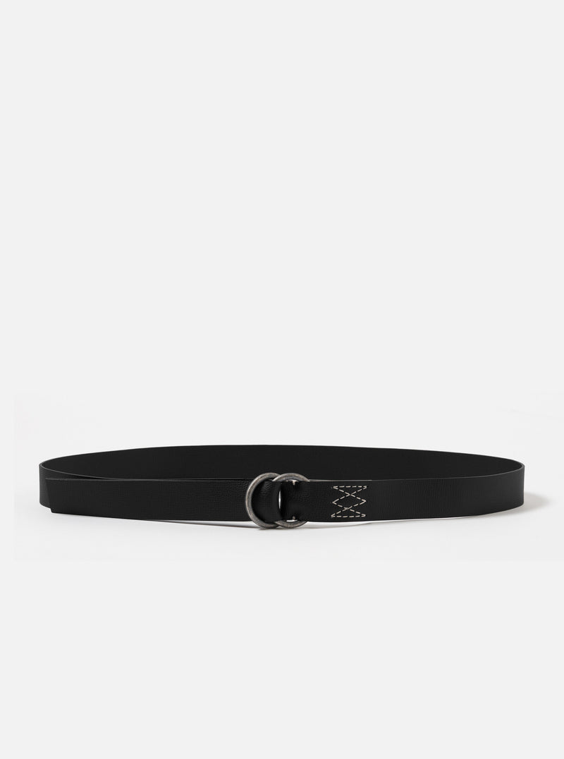 Black Leather O Ring Belt