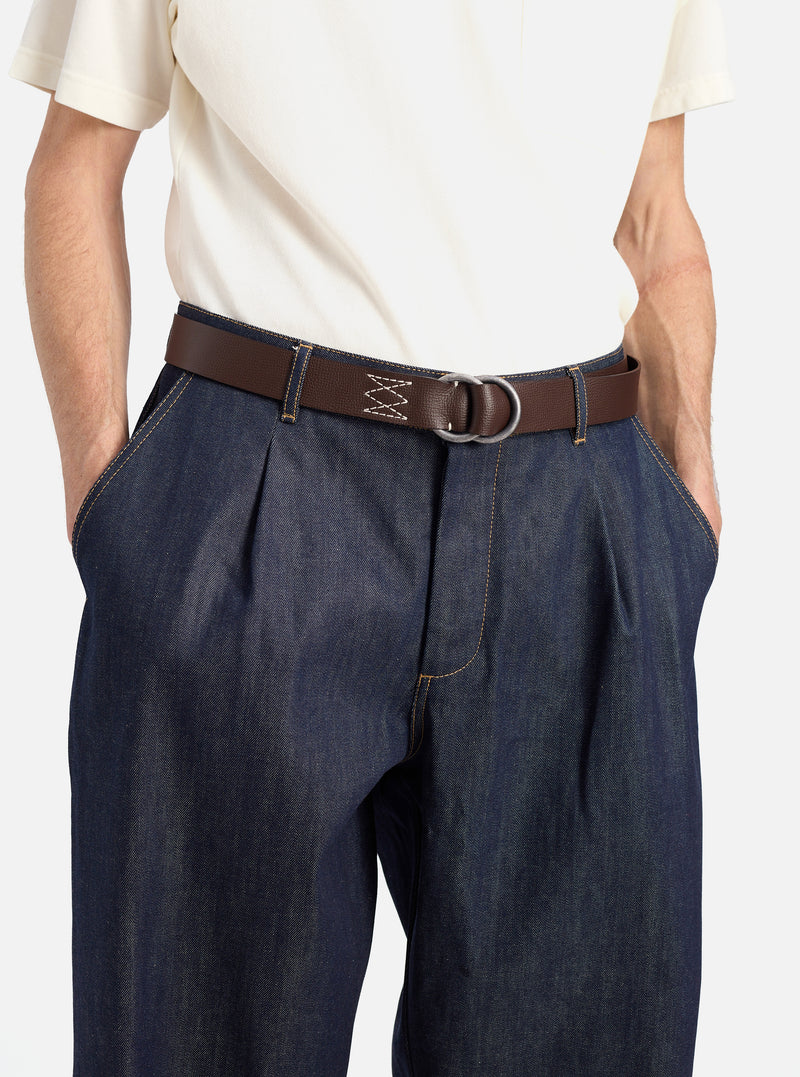 Brown Leather O Ring Belt