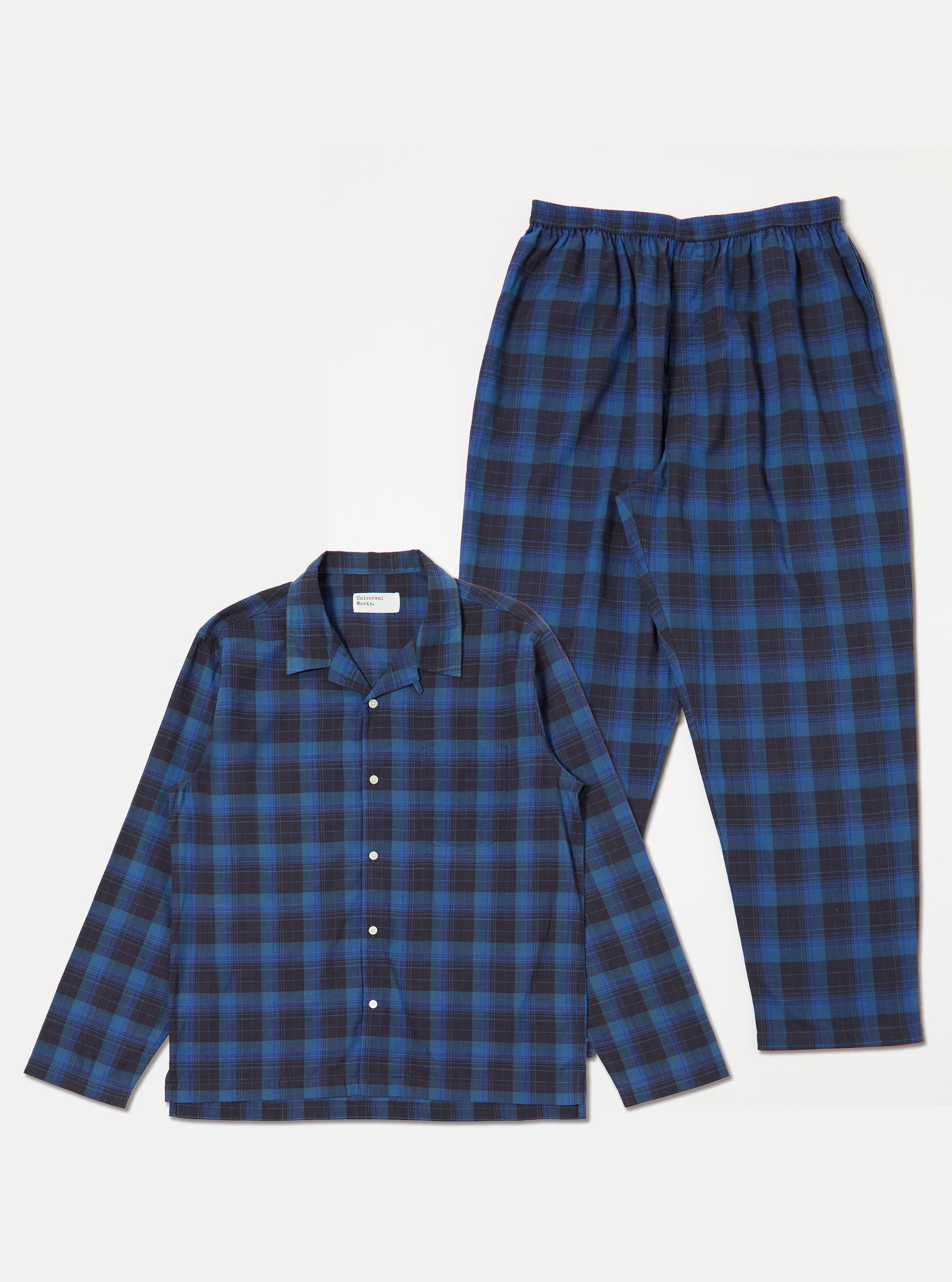 Navy/Blue Check Long Pyjama Set