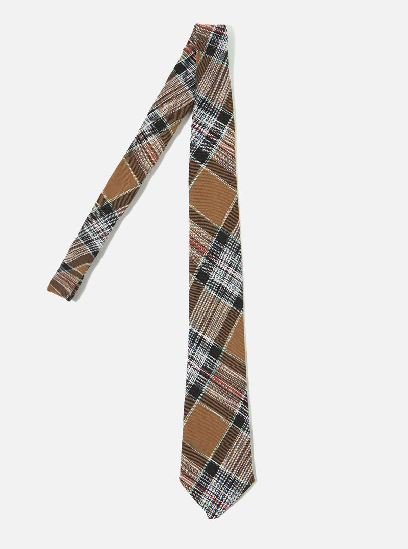 Brown Ikat Twill Check Tie