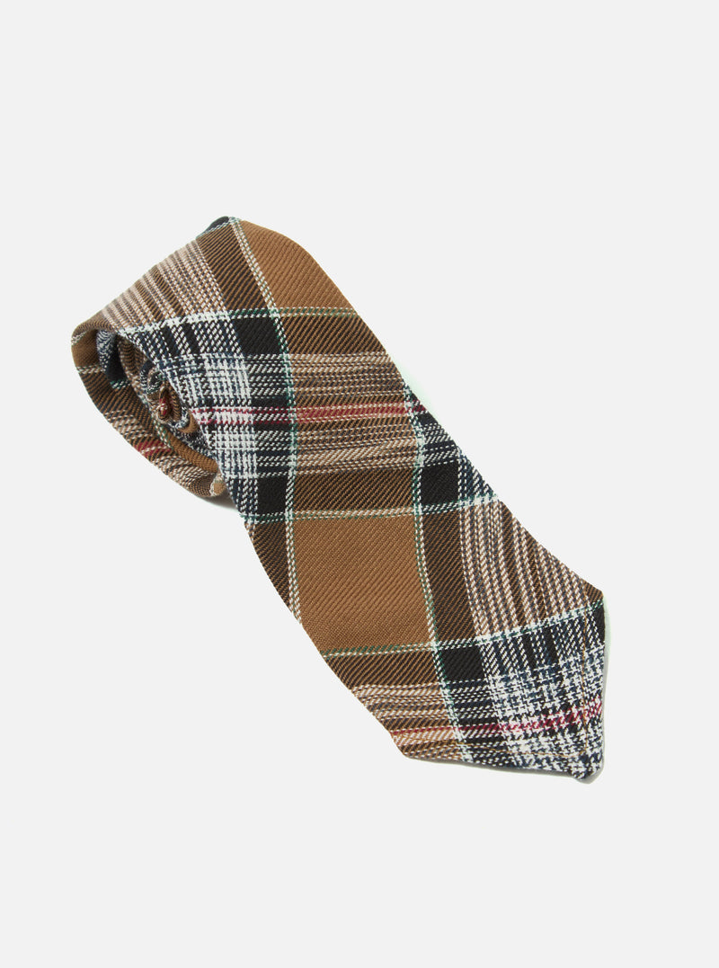 Brown Ikat Twill Check Tie