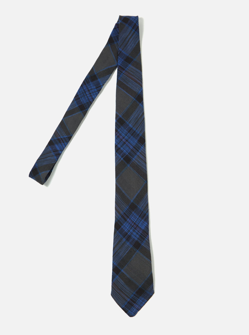 Navy Ikat Twill Check Tie