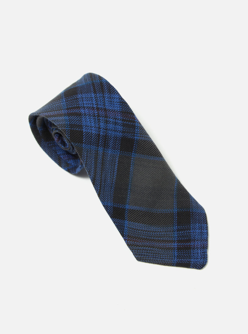 Navy Ikat Twill Check Tie