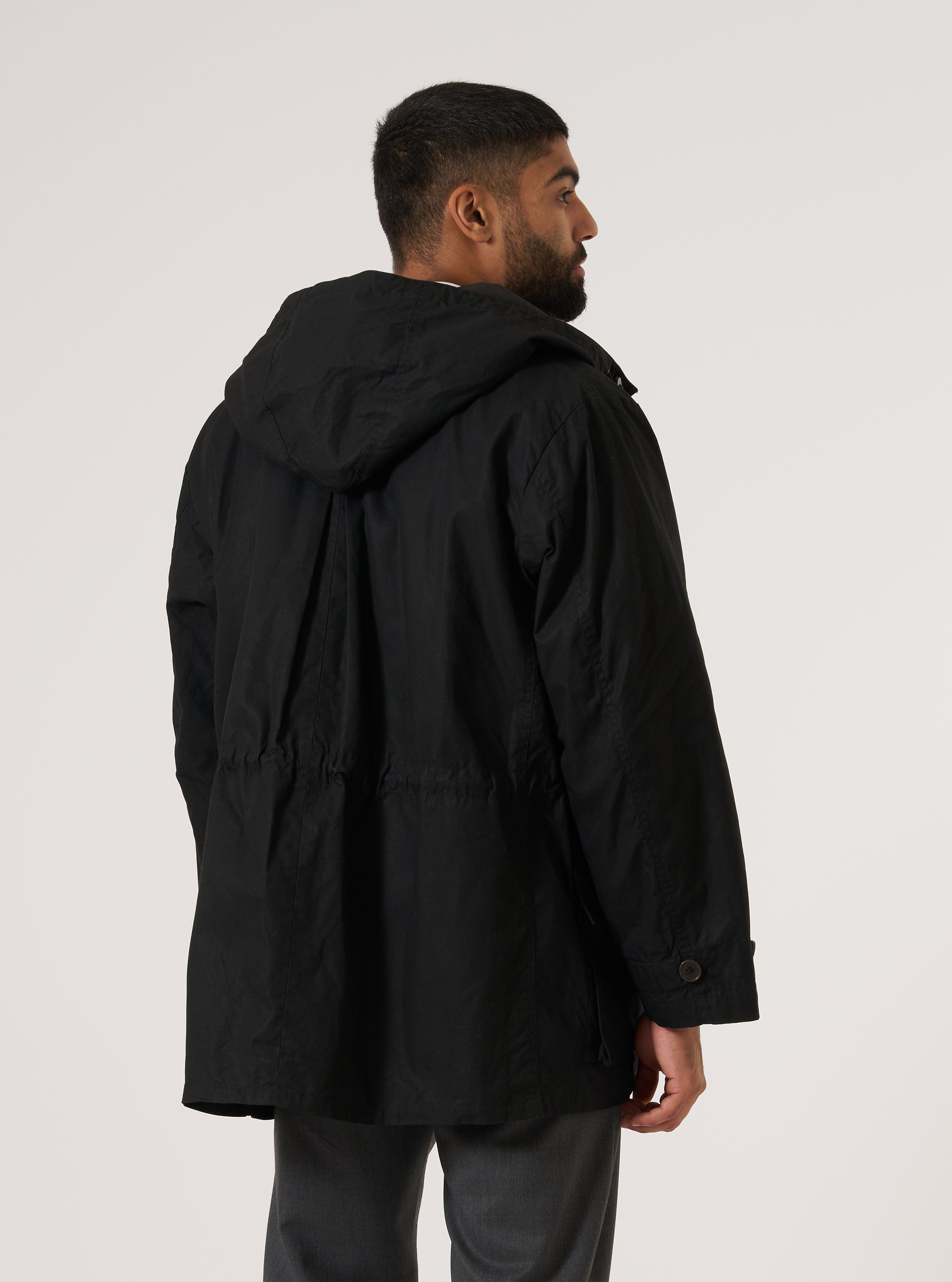Black Scottish Wax Cotton Boston Parka