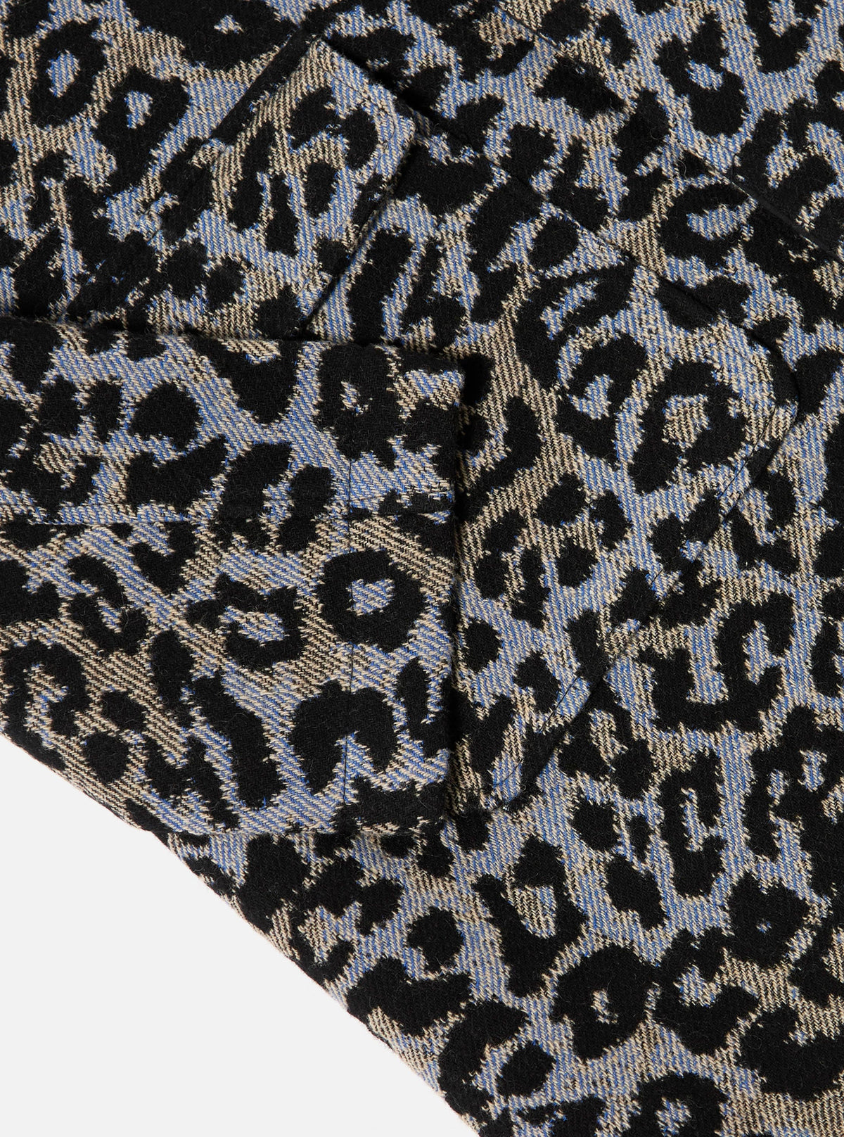 Blue Leopard Flower Wool Account Coat