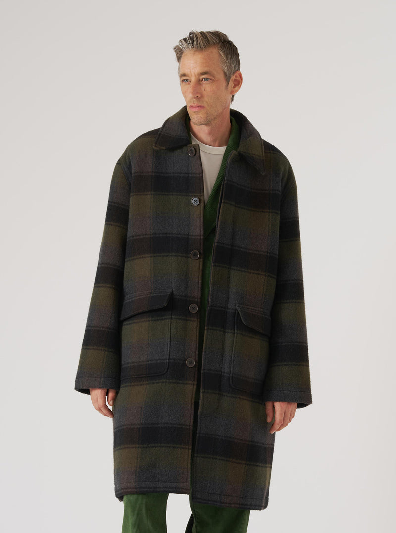 Black/Brown Berlin Wool Check Account Coat