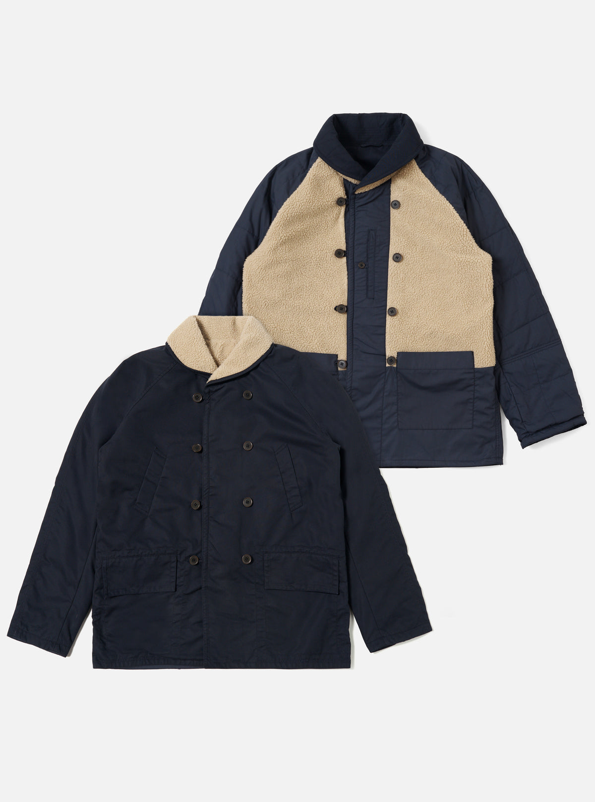 Navy Brushed Polytech/Sherpa Reversible Mackinaw Jacket