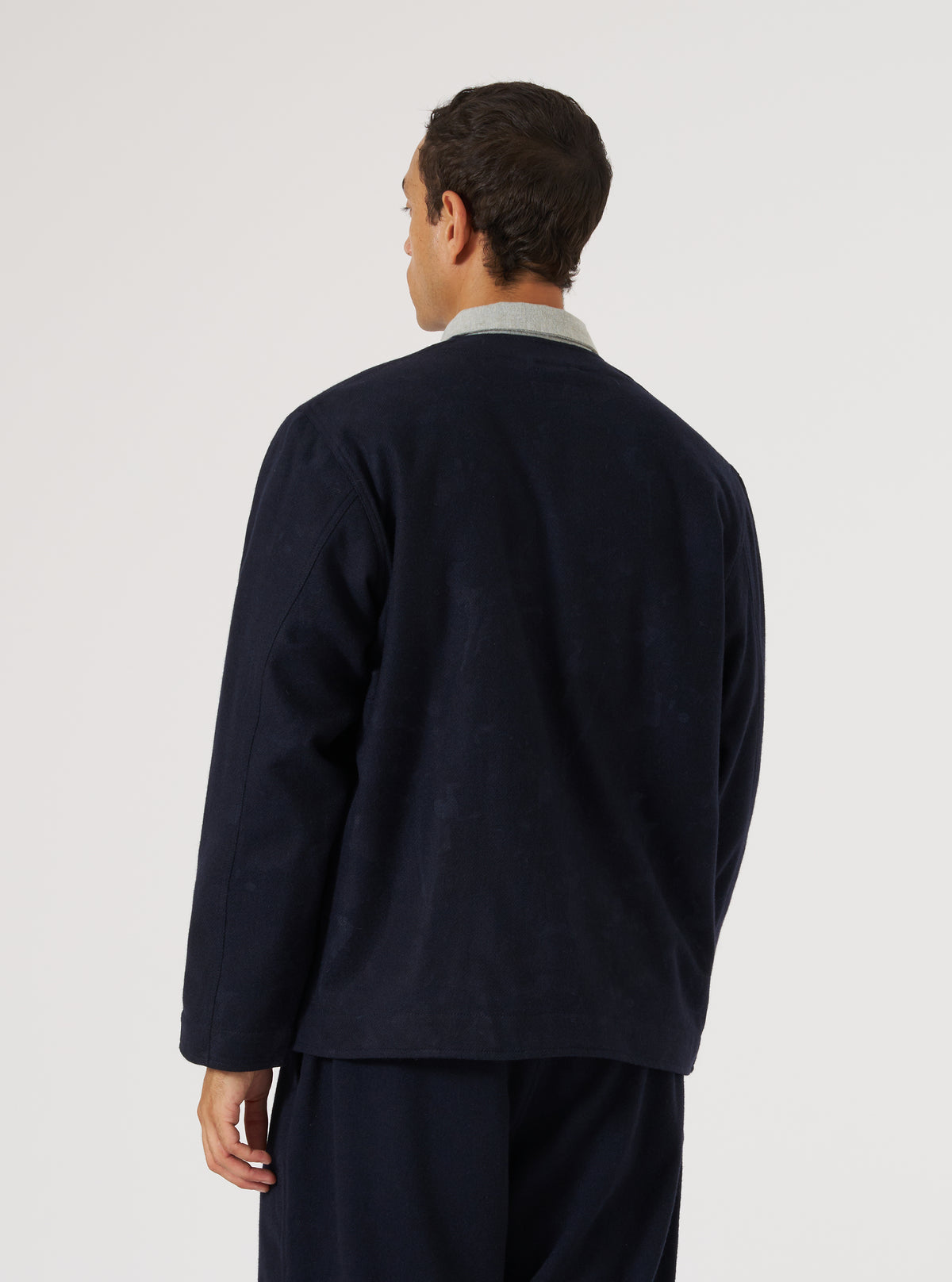 Navy Flower Print Flannel Cabin Jacket