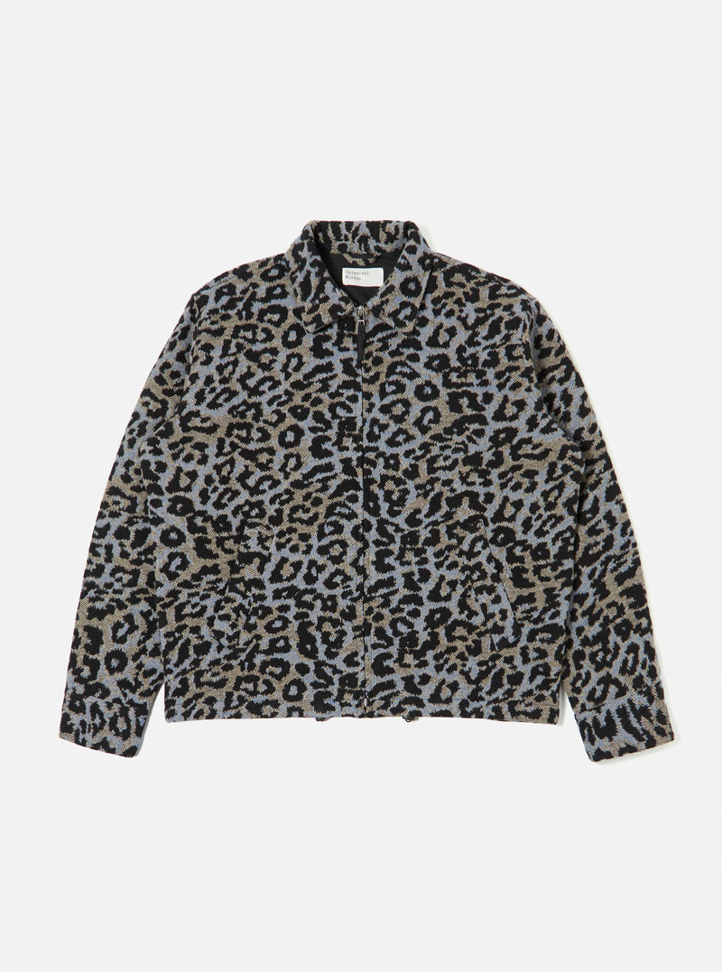 Blue Leopard Flower Wool Club Jacket