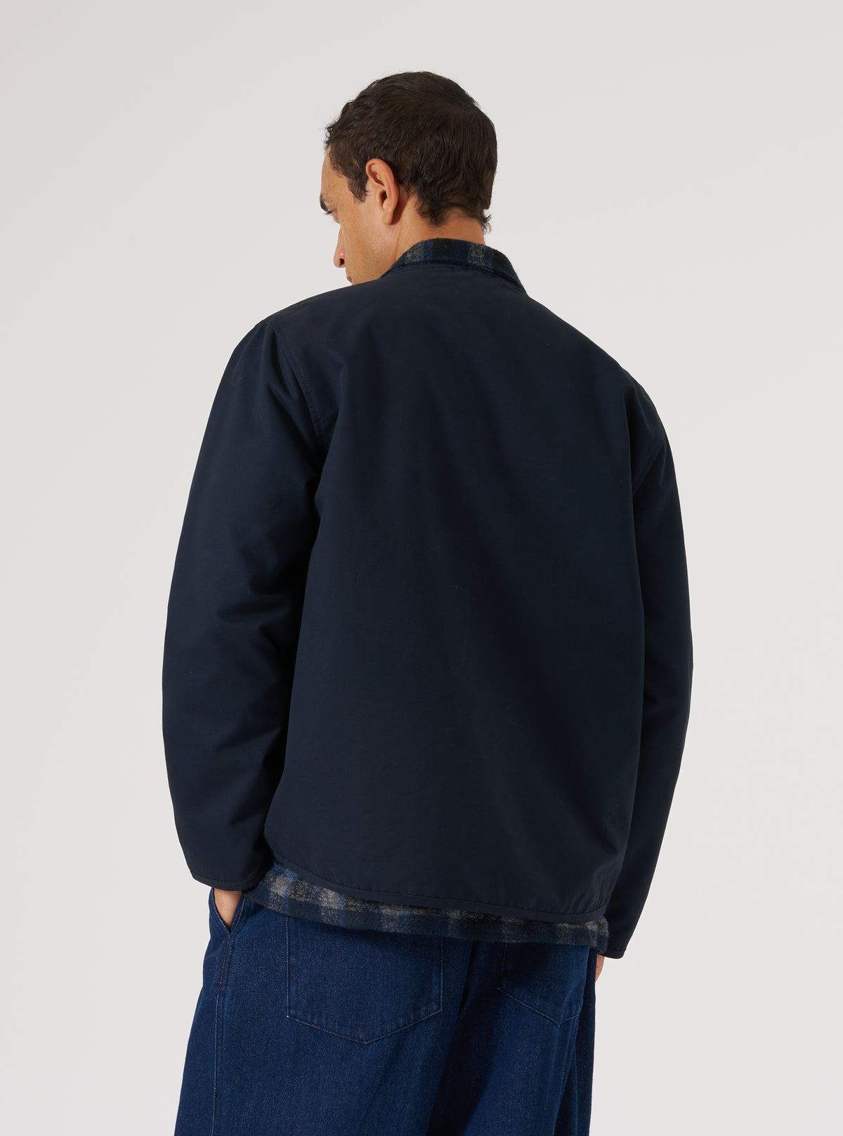 Navy Brushed Polytech Parachute Liner Jacket