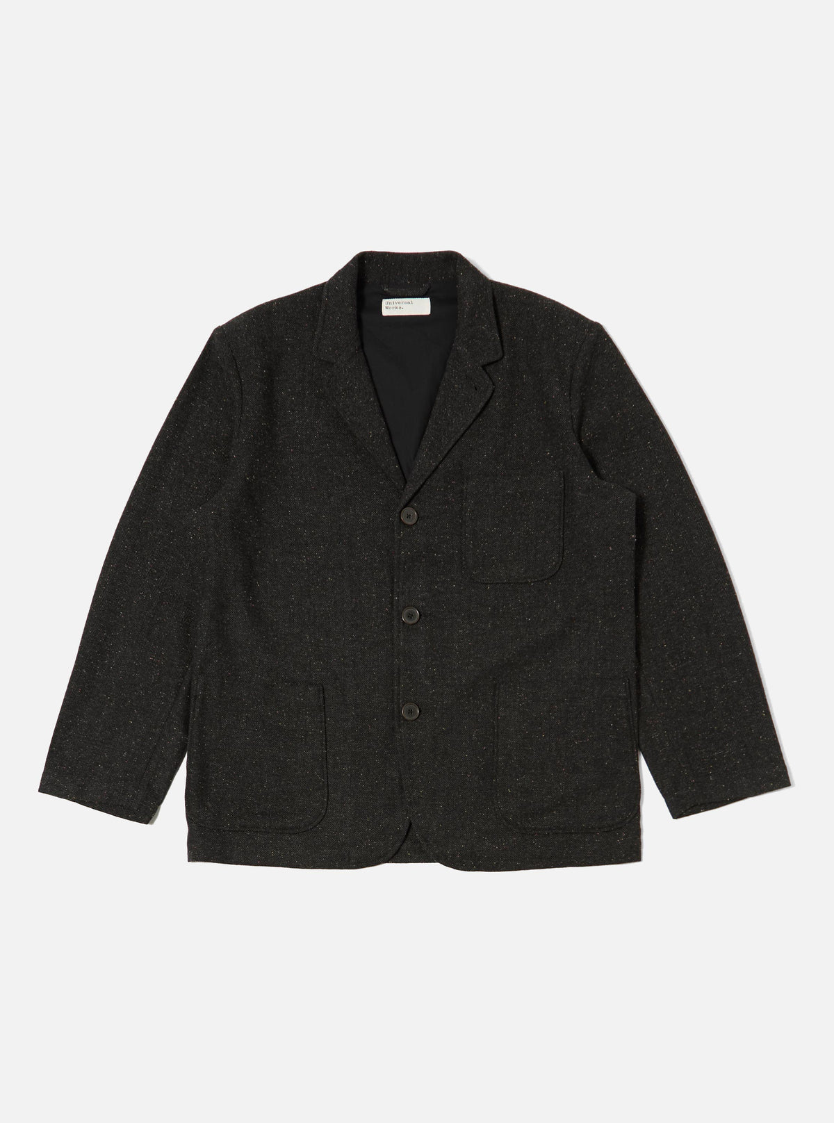 Black Salt N Pepper Tweed Three Button Jacket