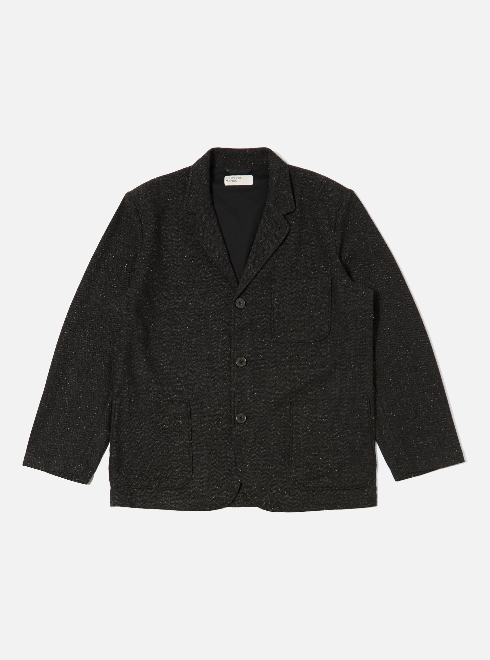 Black Salt N Pepper Tweed Three Button Jacket