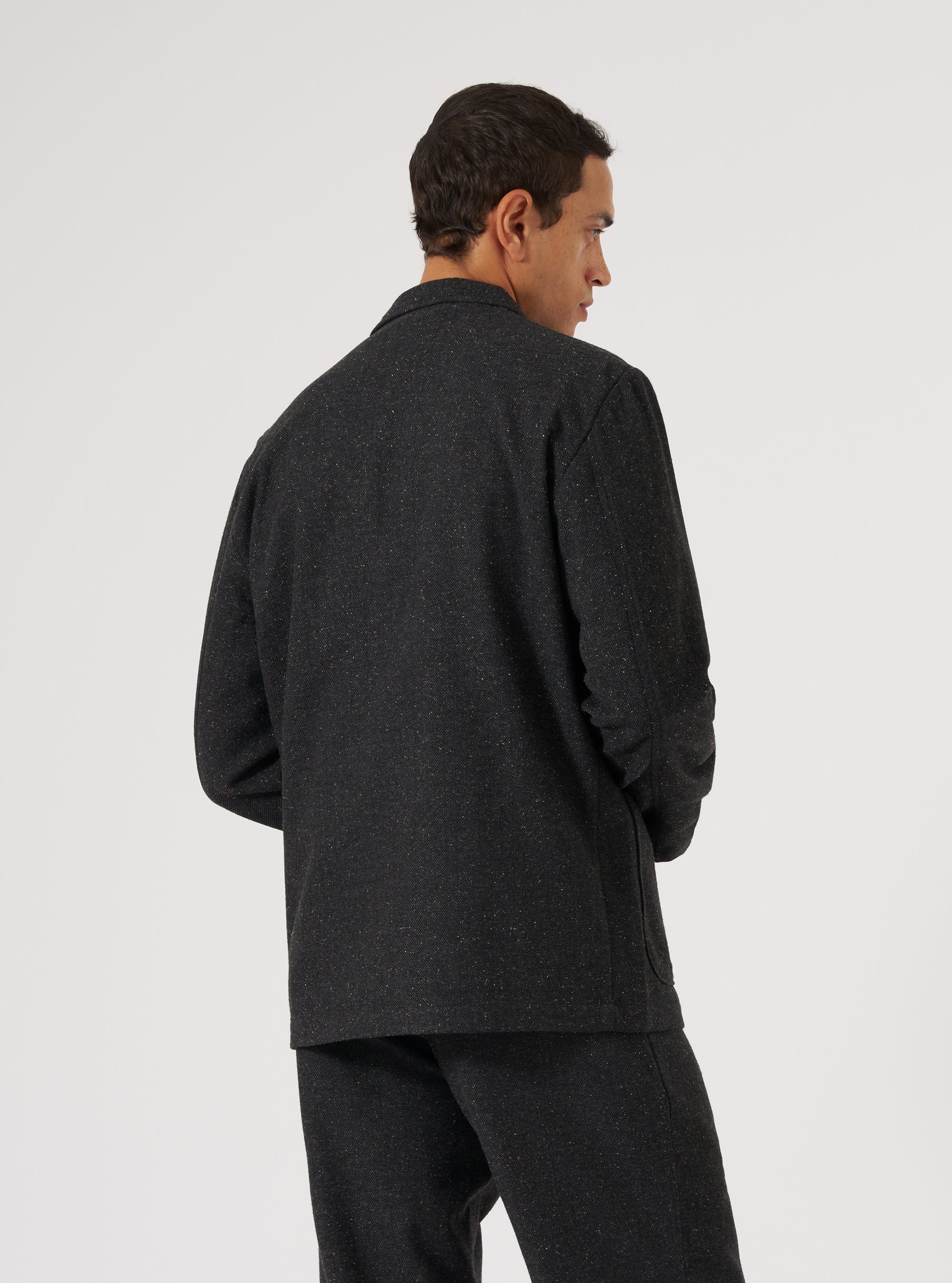 Black Salt N Pepper Tweed Three Button Jacket
