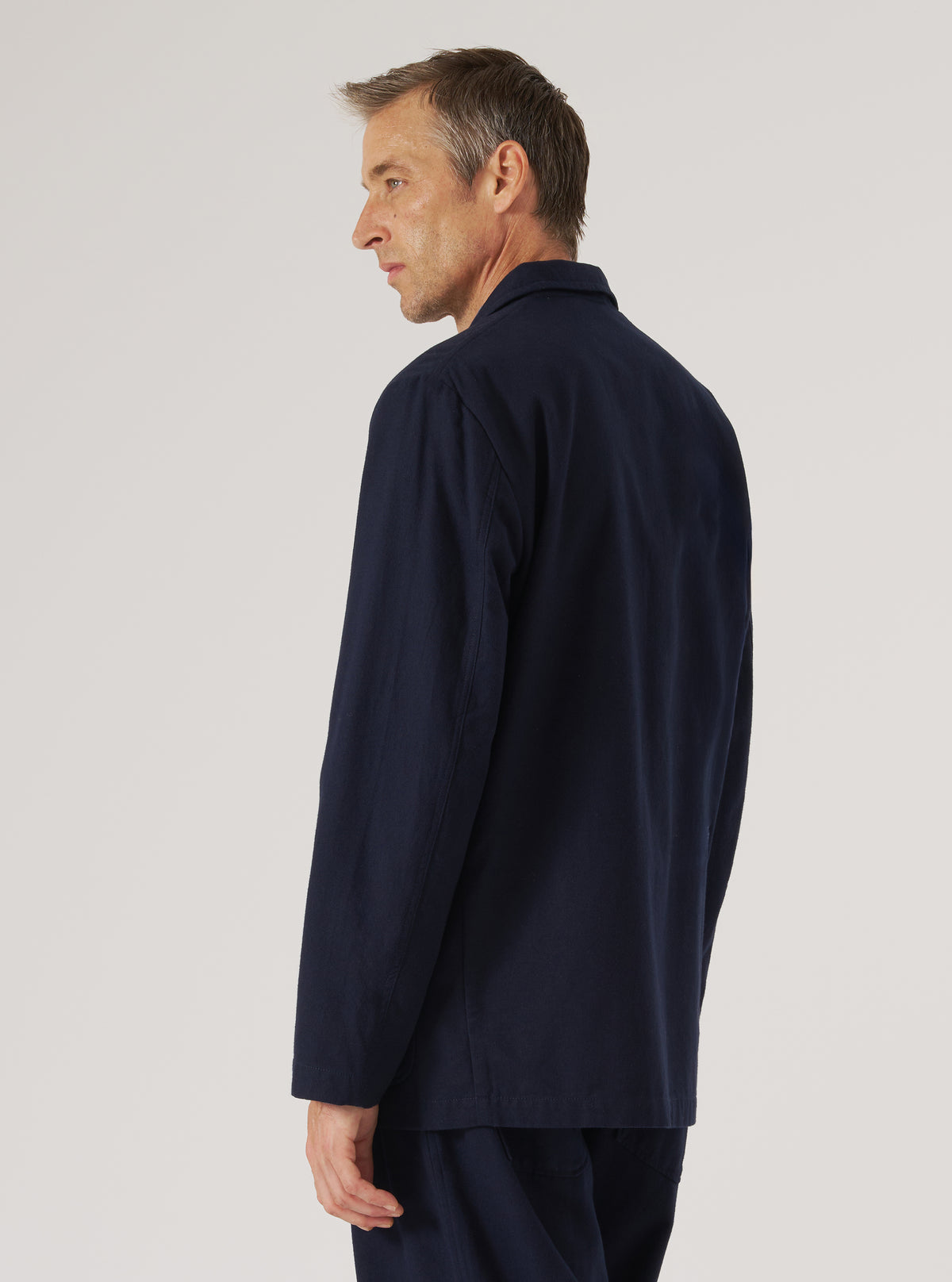 Navy Brushed Moleskin Three Button Jacket