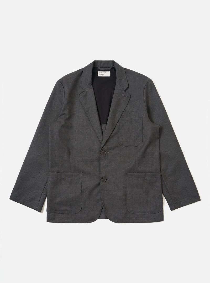 Charcoal Travel Suiting Two Button Jacket