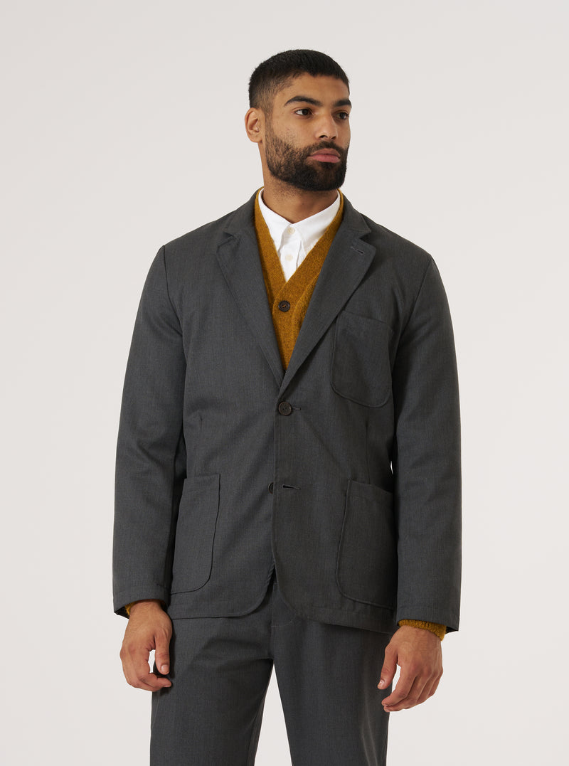 Charcoal Travel Suiting Two Button Jacket