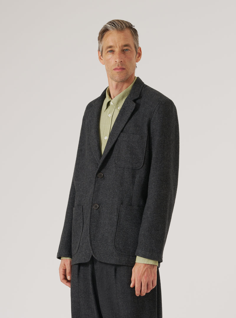 Grey Anders Wool Upcycled Two Button Jacket