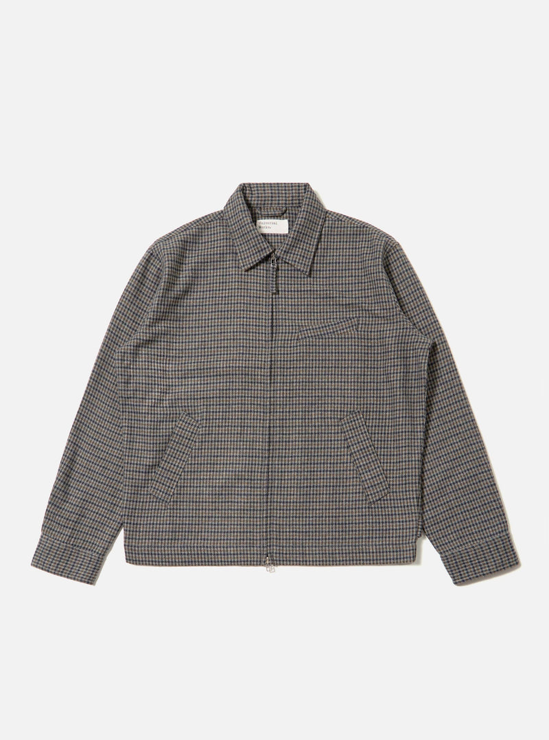 Charcoal Houndstooth Wool Mix Windcheater